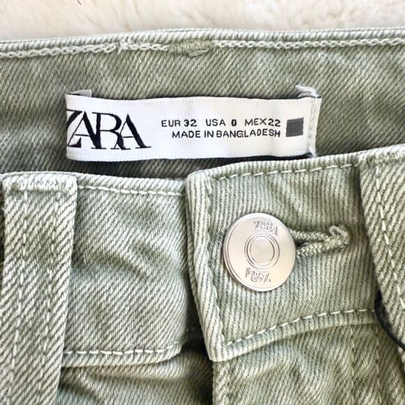 Zara Jeans Size 0 Mini Flare High Rise Ankle Stretch Green Denim Boho Hippie - Picture 8 of 8